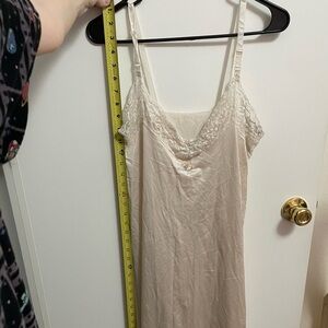 44” long small silky lace Vintage sears cream nightgown